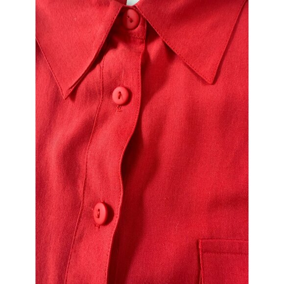 Anna & Frank Red 100% Silk Womens Button-Up Blouse 3/4 Sleeve 3X Office Festival - Picture 9 of 10